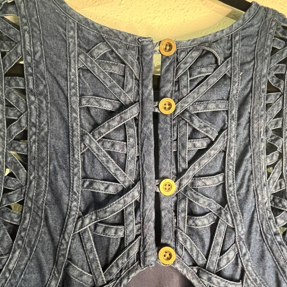 Free People (New Romantics) sleeveless denim dress. Sz 8. NWOT. - Picture 9 of 10